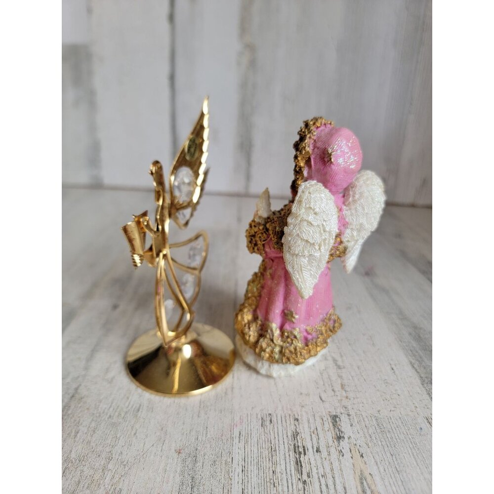 Angel golden variety pink dress Xmas figure decor set religious‎